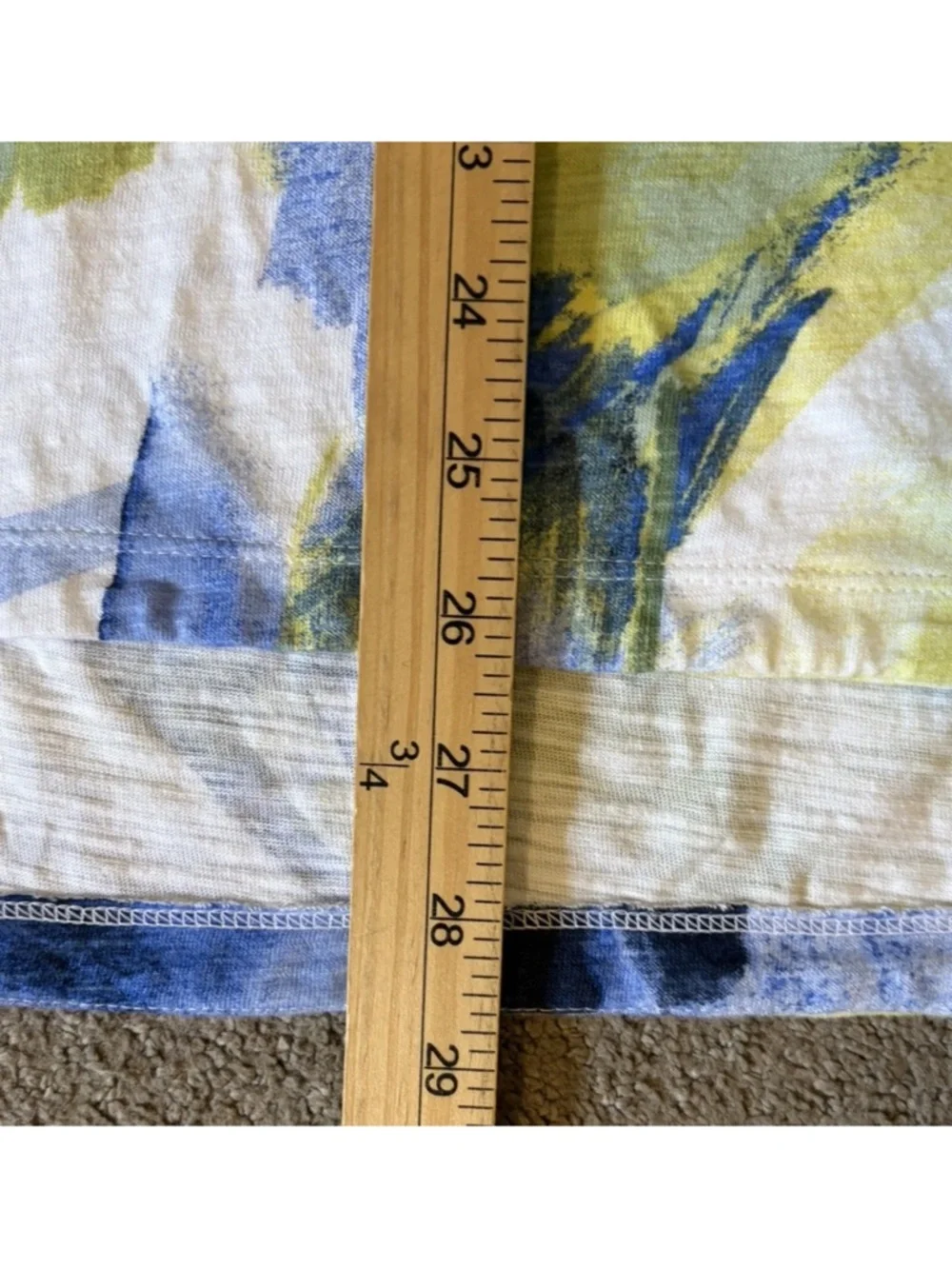 Chico's Watercolor Slub Scoop Neck Tee Luxuriously Top Soft Blue Yellow Sz 3 /XL - Picture 12 of 13